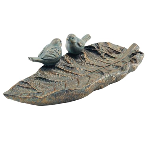 Outdoor Garden Bird Bath Bowl, Resin Leaf Bird Feeder for Patio, Deck, Lawn, Yard, or Ground Decor, Garden Gift for Bird Lovers and Family - color: Feeder Bird Bath