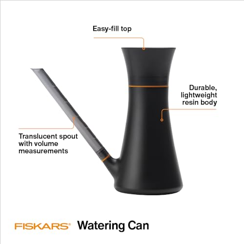 Fiskars Indoor Watering Can, Long Reach Spout for Precision Hydration on House Plants, Flowers & Garden, Anti-Drip Nozzle with Translucent Volume Markings, Ergonomic Recycled Plastic Body, 40 oz - size: Watering Can