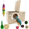Parakeet Breeding Box Birds Natural Wooden House Lovebird Nesting Mating Box 7Pcs Bird Supplies for Cockatiel Finch Canary Budgie Aviary (7.67×4.72x4.72 in)