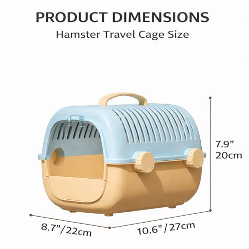 Portable Small Pet Carrier Cage, Hamster Travel Carrier with Handle and Water Bottle, Breathable Easy-Clean Carry Case for Small Animals, Hamsters, Gerbils, Mice, Birds and Small Reptiles