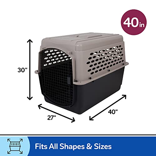 Petmate Vari Dog Kennel - Portable Dog Carriers & Crates for Large Dogs, Airline-Friendly, Durable Plastic, Pet Carrier For Home and Travel, 40 Inches, Taupe and Black - size: 40"L x 27"W x 30"H