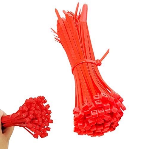 Zip Ties, 100pcs Red Zip Ties 8 Inch, Plastic Ties Small Zipties Cable Tie Wraps, Multi-Purpose Cable Management Ties, Self-Locking Ziptie for Office and Home(Can bear 30lb) - color: Red, size: 8" (100 Pack)