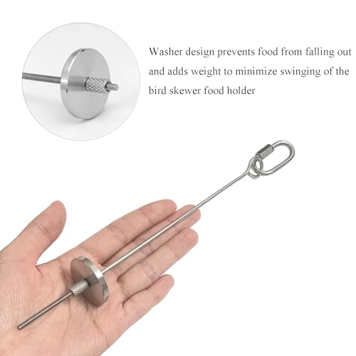 2pcs Hanging Bird Treat Skewer Parrot Fruit Feeder, 8.9 Inch Stainless Steel Bird Food Holder Parrot Fruit Food Skewer with Washer Nut Parakeet Treat Holder Feeder for Parrot Budgie Conure, LXLVOUEG - size: Screw-8.9inches-2P
