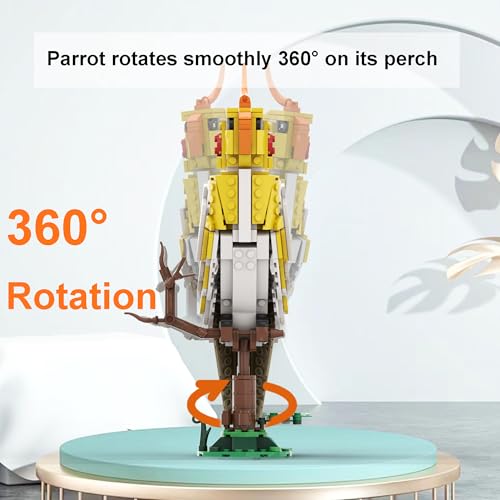 White Cockatiel Building Set Model Standing Branch 331Pcs Home Office Decor | LUXEBLOCKS cockatiel Model: original bird bricks, DIY standing branch model, home office decor, creative gift for adults.