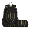 American Football Gold Backpack with Lunch Bag, School Travel Backpack for Teens Boys Girls Backpacks Set - color: Black and Gold