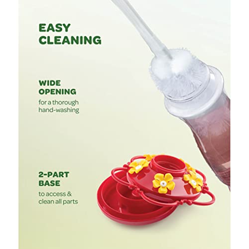 Hummingbird Feeder [Set of 2] Leakproof Clear Plastic 10 oz Wide Mouth. | Features A Built-in Ant Guard - Circular Perch with 5 Feeding Ports - Wide Mouth/2 Part Base for Easy Filling & Cleaning. - size: 10 oz - 2 Pack