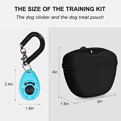 Left&Right Dog Clicker Training Kit,Silicone Dog Training Treat Pouch and Dog Clickers,Dog Treat Bag with Clicker Training for Dogs,Pet Treat Bag with Magnetic Buckle Closing and Waist Clip,Black - color: Black