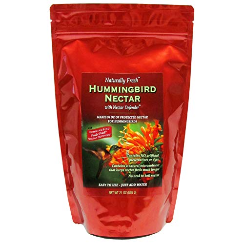 Naturally Fresh Hummingbird Nectar Powder with Nectar Defender | Bird-safe, Dye-free, Just add water, No artificial preservatives, Makes 96 oz, Nectar lasts up to 2 weeks, Made in USA