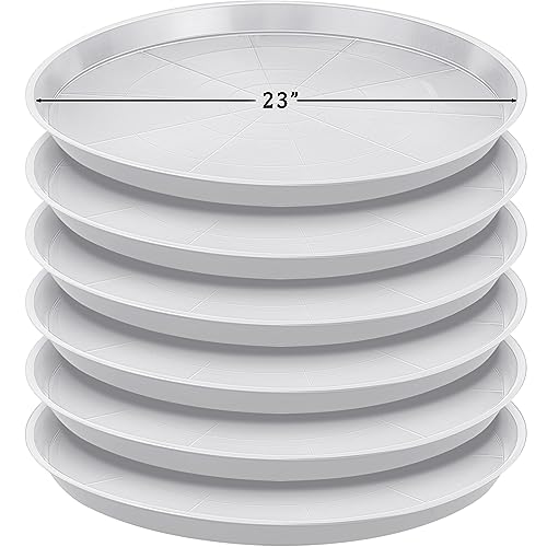 Eccliy 6 Pack Plastic Plant Saucer Heavy Duty Planter Saucers Large Plant Pot Saucers Plastic Water Trays for Indoors and Outdoors Flower Plant Plant Drip (White,23 Inch) - color: White, size: 23 Inch, style: Round