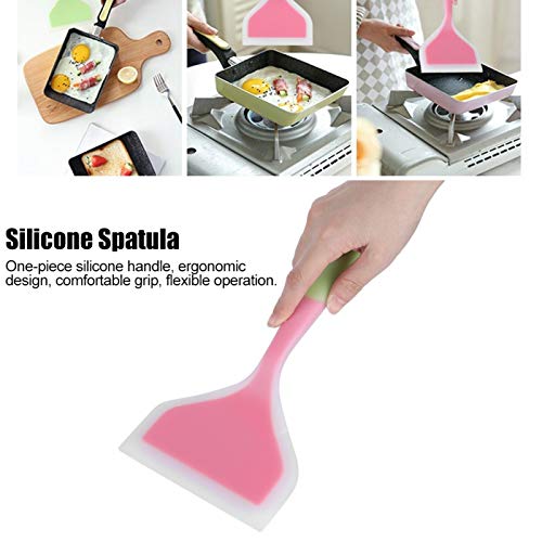 Silicone Pancakes Shovel Wide Spatula Turner, Soft Edge Turner - color: Green,pink