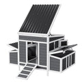56 Inch Large Chicken Coop with 2 Nesting Boxes, Outdoor Poultry Cage with Waterproof Roof & Pull-Out Tray, Wooden Hen House Rabbit Cage Duck House for Backyard and Farm