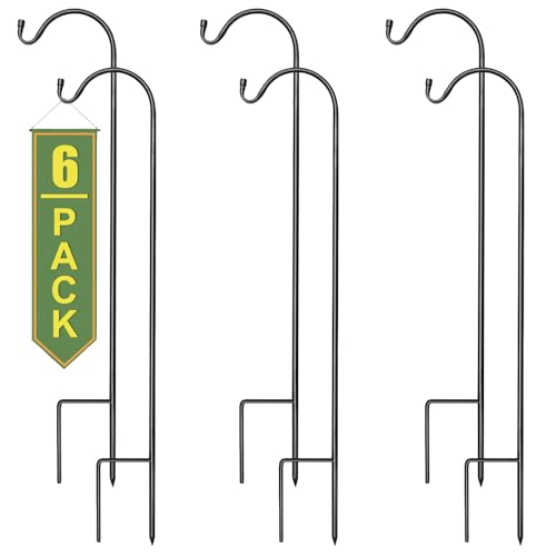 Sorbus Shepherds Hooks for Outdoor - Set of 6 Extendable Garden Planter Stakes for Bird Feeders, Outdoor Décor, Plants, Lights, Lanterns, Flower Baskets, and More! Heavy Duty - Up to 6.5 Lbs. (6 Pack) - size: 6 Pack