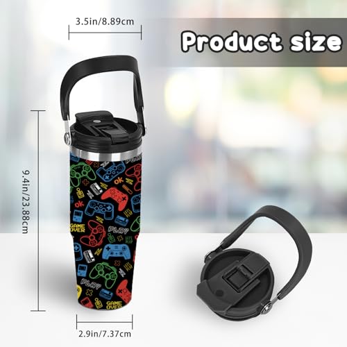 Game Gift for Boys Girls - 30oz Stainless Steel Insulated Tumbler with Top Handle, Leak-Proof Tumbler for Gamer, Games Travel Coffee Mug for School Travel, Game Lover Christmas Gifts Cup(1pc) - color: Game2