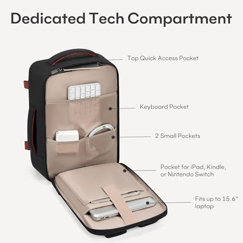 30L Travel Backpack for Women & Men: Flight Approved Carry On Backpack, TSA Personal Item Bag with Water Bottle Pocket, Weekender Essentials Backpacks fits 15.6" Laptop - Black White Brown - color: Black White Brown, size: Large