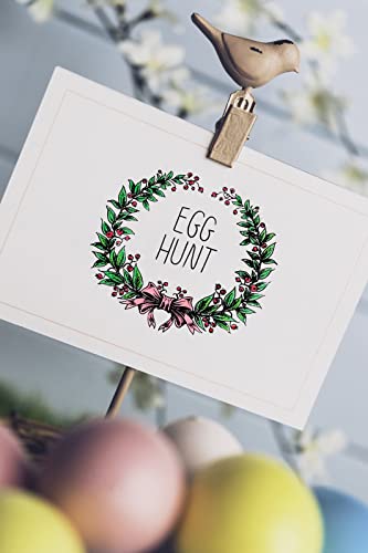 Easter Bunny Clear Stamps for Card Making and Journaling, Leaves Wreath Silicone Stamps Easter Words Rubber Stamps for Scrapbooking DIY Cards Album Crafts Supplies - color: Style 5: Et Spring Wreath