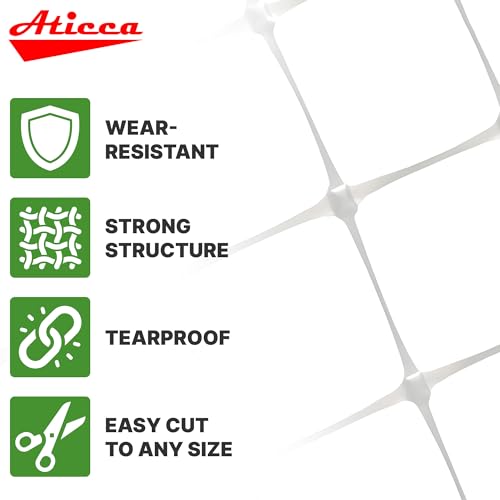 ATICCA Plastic Trellis Netting 47" x 328 ft Heavy Duty Plant Support Netting White - 6 Inch Garden Trellis on Roll - Mesh for Growing Vine Climbing Plants, Flowers, Peas, and Cucumber - size: 47''x328ft Plastic Trellis Netting