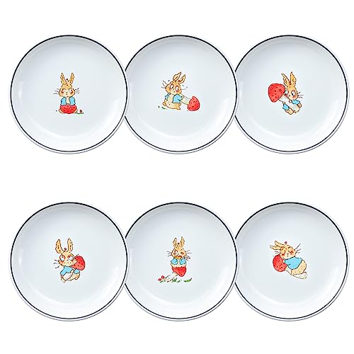 Cute Cartoon Animals Pattern Ceramic Sauce Dishes, Seasoning Dishes, Sushi Soy Dipping Bowls, Appetizer Plates, Dessert Plates, Little Cat Bird Feeding Bowls, Set of 6-Rabbits-5 Inch - color: Rabbits, size: 5 Inch