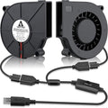 GDSTIME 75mm x 15mm 5V USB Blower Fan with 3 Speed Control, 2-Pack | 7515, Brushless DC 5 Volt Fans, Turbine Turbo Cooling Fan, for Helmet, Laptop, 3D Printer, Muti-speed Controller Included - size: 75x15mm