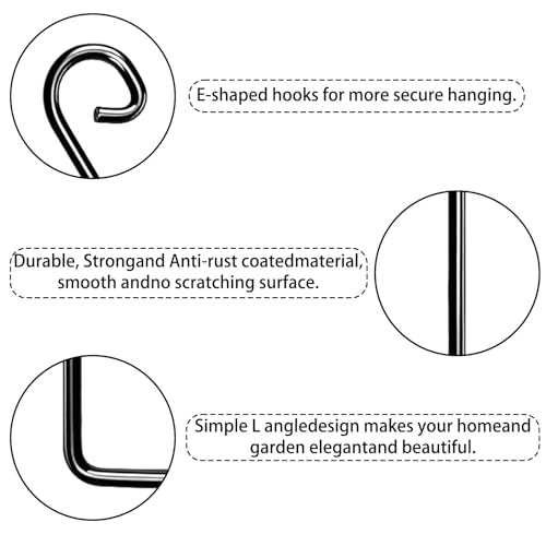 2 Pack Heavy Duty Metal Plant Hanger Wall Hooks – Indoor and Outdoor, Holds Up to 15-25 lb, for Hanging Plants, Lanterns, Bird Feeders – 9.4IN Black - color: Black, size: 9.4 IN-Curved Hook