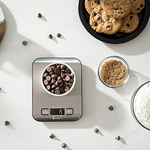 Etekcity Food Kitchen Scale, Digital Grams and Ounces, 11lb | Tare function, ideal for baking, weight loss, keto, meal prep, packages, liquids and jewelry, 304 Stainless Steel - color: Stainless Steel