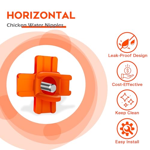 Eggluuz Chicken Waterer Nipple Horizontal Side Mount Automatic Nipples Drinker for Chickens 16 Pack - size: 16 Pack