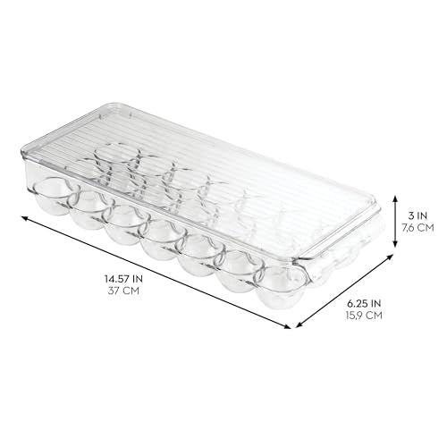 iDesign Clear Plastic Egg Holder for Fridge with Lid, 21 Egg | Storage Container, Organizer Bin - color: Clear, style: Pack of 1