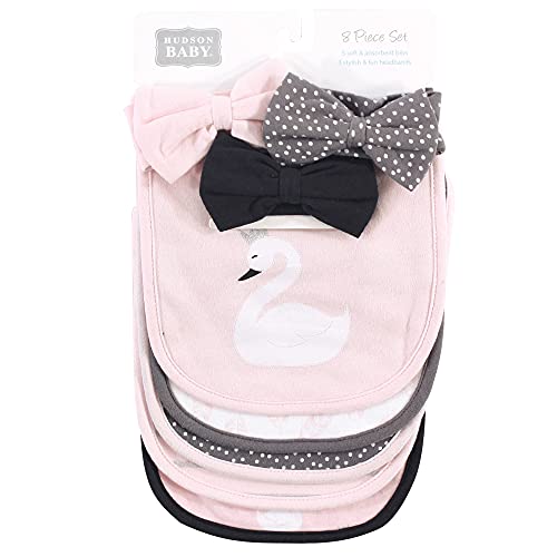 Hudson Baby Unisex Baby Cotton Bib and Headband Set - color: Swan, size: One Size