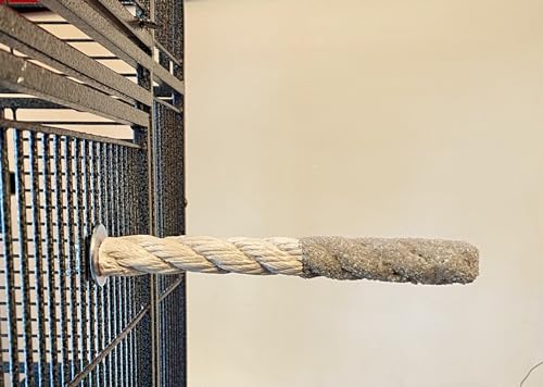 Polly's Sand-E-Rope Safety Bird Perch Toy-Trims Nails & Beak-Promotes Healthy Feet-Safe Non-Toxic-Bird Supplies for Bird Cages (Silver, Small) - color: Silver, size: Small