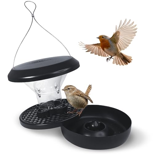 SWISSINNO Smart Birds “Chur” Squirrel-Resistant Bird Feeder – Hanging Feeder with Solid Metal Base and Dual Perches – Durable ASA + PC Plastics – Easy to Clean and Refill