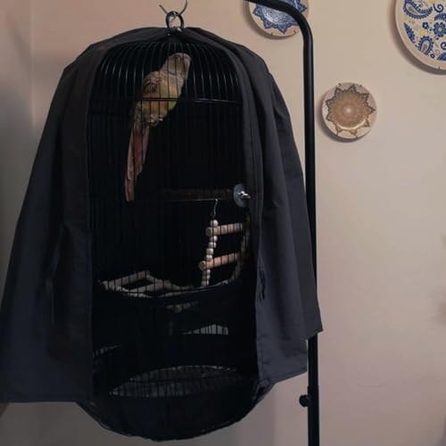 QBLEEV Classic Round Dome Top Bird Cage Cover Shield Birdcage Light Covers Skirt Accessories Screen for Parakeets Lovebirds Budgies Finches Canary Small Bird Cage Dark Blue
