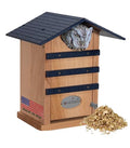 Screech Owl House Cedar Nesting Box with Poly Lumber Roof, Saw-Whet Owl Box for Outside, Drainage Ventilation, Easy Cleanout, Made in USA, Blue - color: Blue