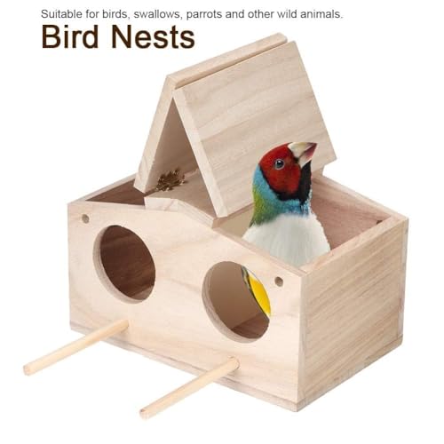 Parakeet Nesting Box, Bird House Wood Breeding Box Parrots Mating Box Bird House Budgie Pet Bird Nests House for Parrots Swallows Breeding Box Cage Birdhouse Accessories