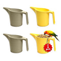 4 Pcs Bird Seed Scoop,Large Capacity Pet Food Scoop,Narrow Spout Design,Durable Material for Tube Feeders, Bird Feeders,Small Animal Cages for Bird Owners and Pet Lovers (Grey,Beige)