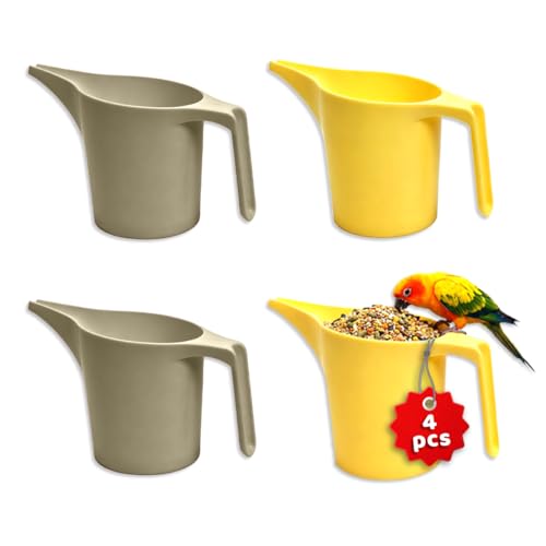 4 Pcs Bird Seed Scoop,Large Capacity Pet Food Scoop,Narrow Spout Design,Durable Material for Tube Feeders, Bird Feeders,Small Animal Cages for Bird Owners and Pet Lovers (Grey,Beige)
