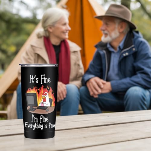 Jztco Funny Birthday Gifts for Women Men 20 oz Tumbler, Office Gag Gifts | Chicken Themed Insulated Travel Coffee Mug Stainless Steel Insulated Water Bottle, Funny Gifts for Coworker Boss Women, Black - color: Multi 1459