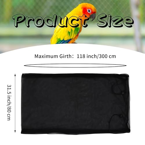 Daoeny 2PCS Bird Cage Seed Catcher, Large Bird Cage Cover, Adjustable Soft Airy Nylon Mesh, Birdcage Cover Skirt Seed Guard for Parrot Parakeet Macaw Round Square Cages (Black & Black) - color: Black & Black