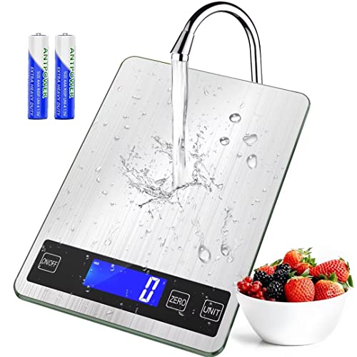 BACK KTCL''Cooking Master' 22lb Digital Kitchen Food Scale | Measures in Grams and Ounces for Weight Cooking Baking,1g/0.1oz Precise Graduation,Stainless Steel and Tempered Glass