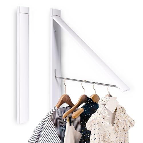 Clothes Drying Rack Folding Indoor,Laundry Room Organization,Wall Mounted Drying Racks for Laundry,Laundry Drying Rack Collapsible,Laundry Drying Rack,Retractable Clothesline (Pearl White) - color: Pearl White