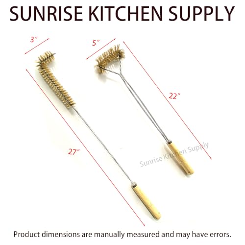 SUNRISE Fryer Brush with Long Handle (Brass, L and Single Brush) - color: Brass, size: L and Single Brush