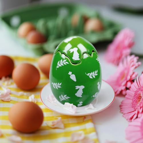 Easter Egg Candle, Eucalyptus Scented Ceramic Bunny Candle, Soy Wax in Decorative Eggshell Holder, Easter Decor & Spring Gifts for Home & Table Decoration