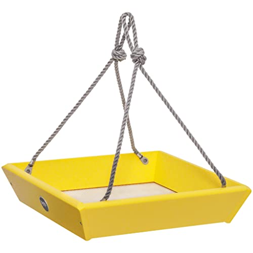 Birds Choice Color Pop Hanging Tray Bird Feeder | Yellow | Recycled Plastic Platform, Bright Garden Color, Welcomes a Variety of Wild Birds, Easy to Clean - color: Yellow/Gray
