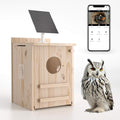 Solar-Powered Smart Owl House with Camera - Outdoor Hanging Wooden Nesting Box, Real-Time View & Motion Detection, for Garden for 2.4g WiFi Coverage Area, for Owl Lovers - style: Smart owl house