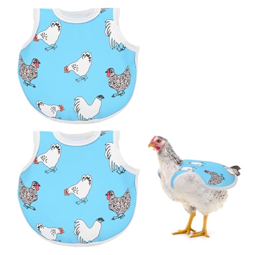 M METERXITY 2-Pack Chicken Saddle for Hens, 4.9 Inch Polyester Chicken Apron Back Protector with Adjustable Strap, Vest Jacket Mating Clothe [Blue]