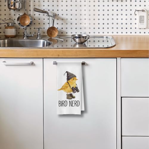 Bird Gifts Kitchen Towels - Bird Nerd Decorative Waffle Dish Towels, Birding Gifts Hand Towel, Birding Tea Towel, 16x24 Inch - color: Bird Nerd