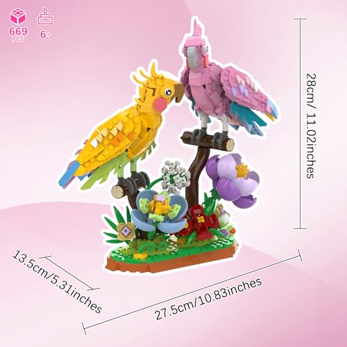 aphpaio Love Birds Building Toy Set, Valentines Day Gift for Lover Adults | Cockatiel Lover Birds Building Blocks, Home Love Decor ,Valentines Day Easter Birthday for Mom Lover Adults Kids