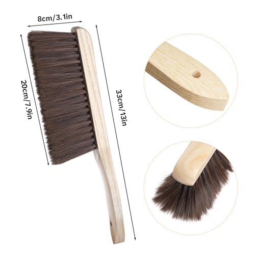 Rbenxia Wooden Handle Bench Brushes Soft Household Dust Cleaning Brushes | Soft Bristles,Fireplace,Sofa,Furniture,Workshop,Woodworking,Horse Hair Brushes,Bed,Cabinet,Car,Clothes,Coat,Counter,Desk - color: Brown