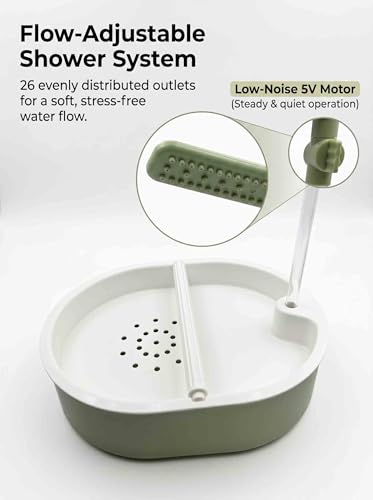 Automatic Parakeet Bird Bath with Pump,Adjustable Water Flow & Parrot Shower,USB Powered Bird Fountain Bathtub for Cage,Quiet Circulating Water System for Budgie,Lovebird (Green L) - color: Green L