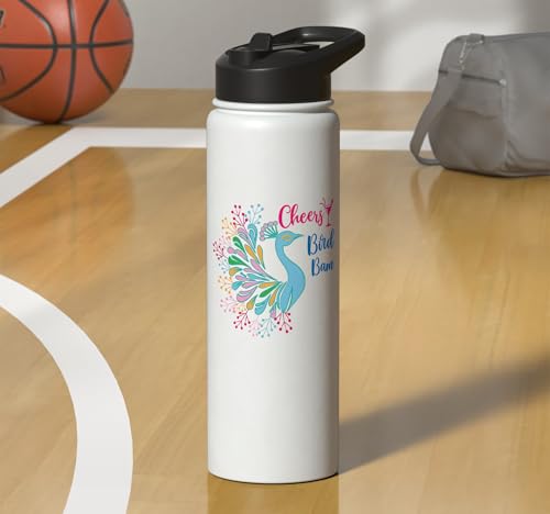 Peacock Mahjong Cheers Bird Bam Chinese Mah Jong Wine Lover Stainless Steel Insulated Water Bottle