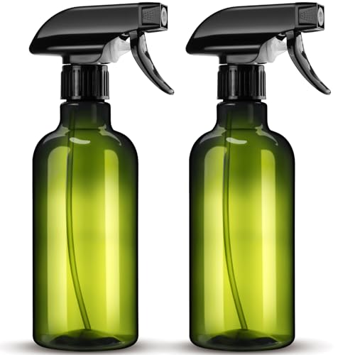 DIYSELF 2 Pack Spray Bottles for Hair, Plants and Pets, 16 oz, Green | Reusable plastic spray bottles for water, cleaning liquids, home, garden and laboratory applications - color: Olive Green, size: 2-Pack