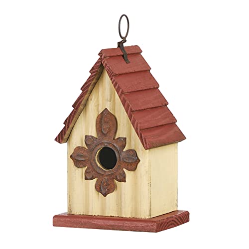 Glitzhome Bird Houses for Outside, Wooden Bird House Hanging Garden Birdhouse for Outdoors, Rustic Bird House for Bluebird Cedar Wren Chickadee Sparrow Bird Nest Box for Garden Patio -9" H - color: 9"H